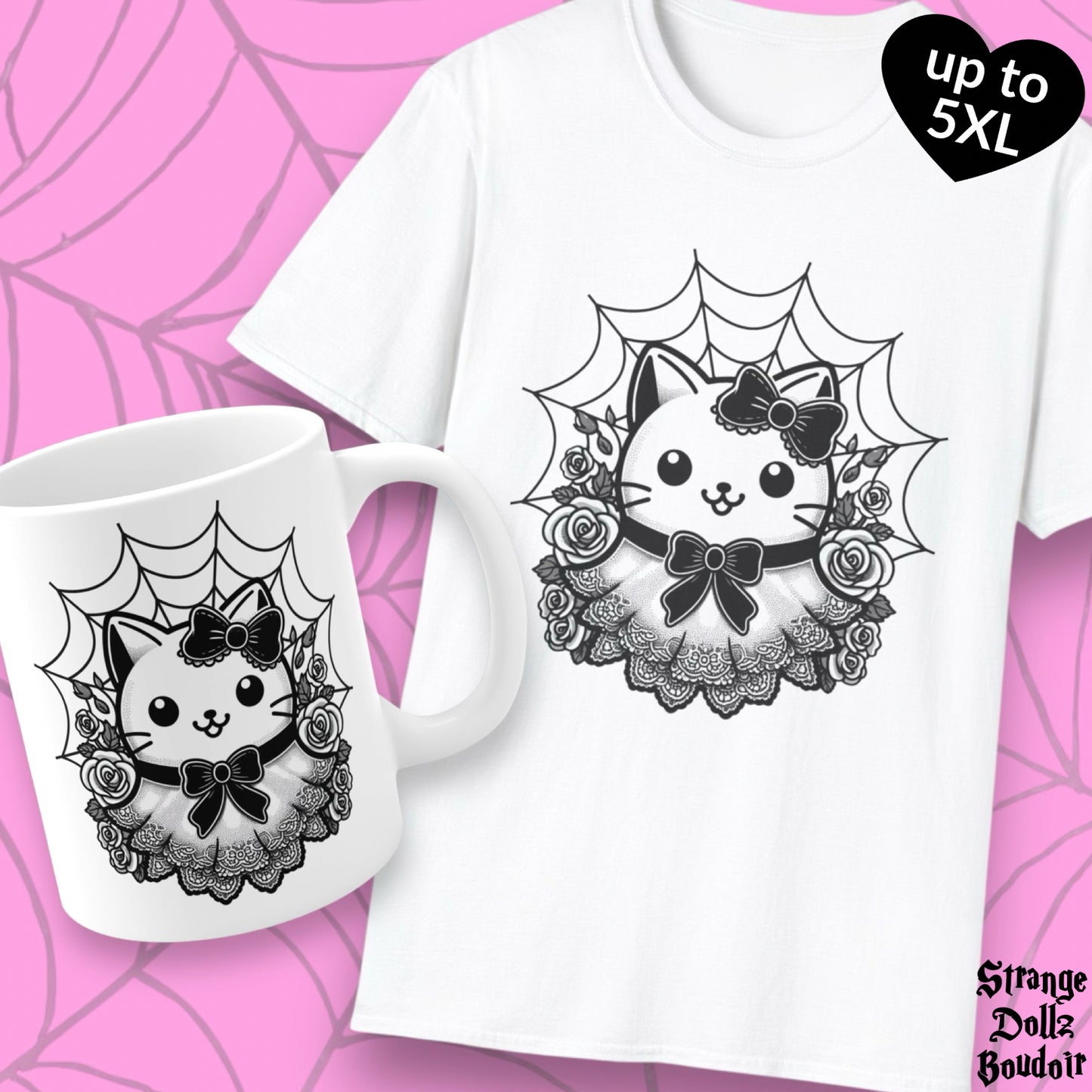 Spooky kawaii kitty Mug, cute coquette