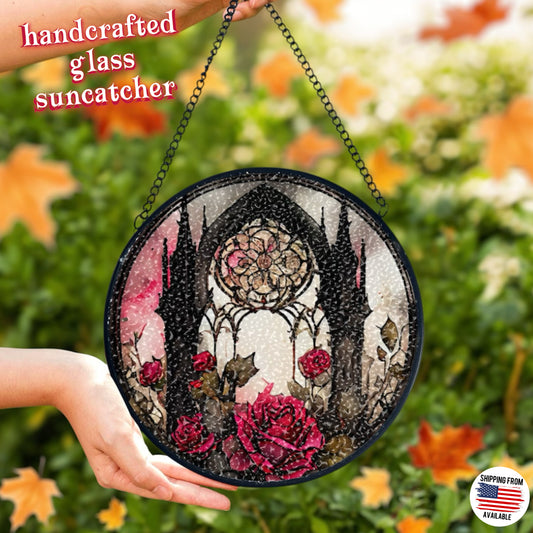 Gothic window, glass handcrafted suncatcher