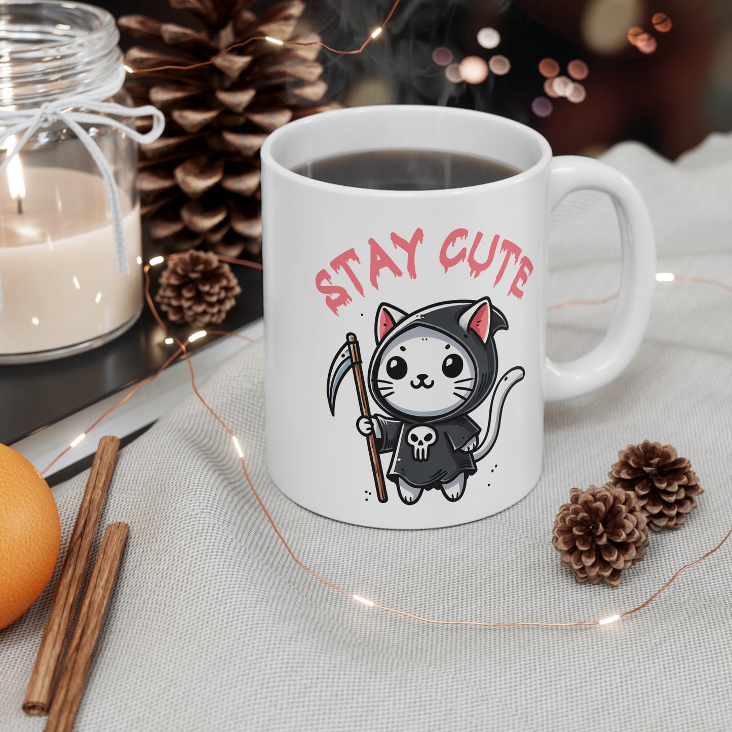 Cute Grim Reaper Mug, spooky, Halloween
