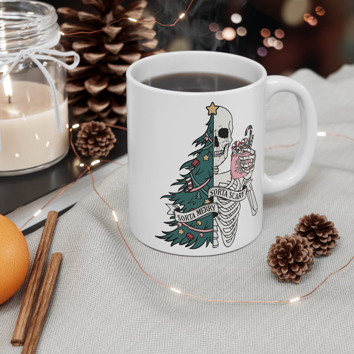 Sorta Merry Sorta Scary Christmas Mug, pastel goth