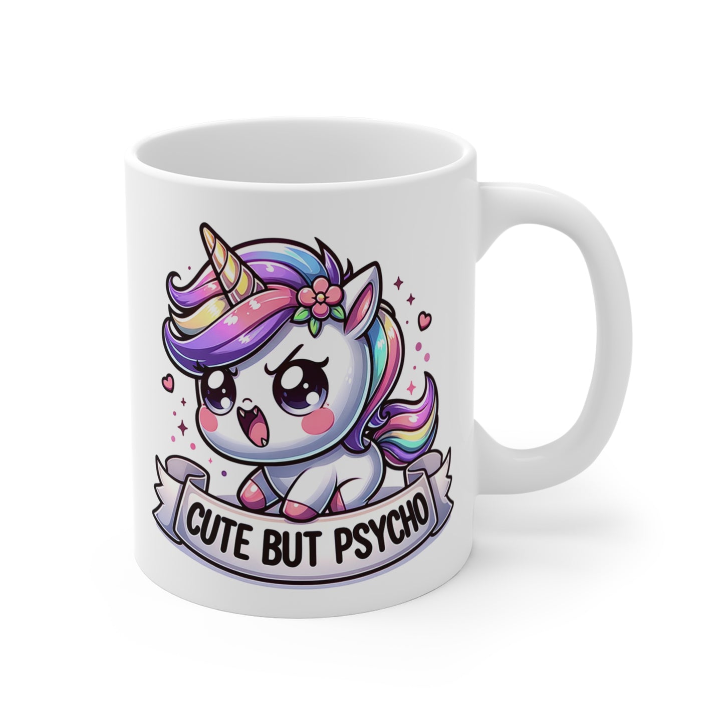 Cute but Psycho Mug, kawaii unicorn, pastel goth