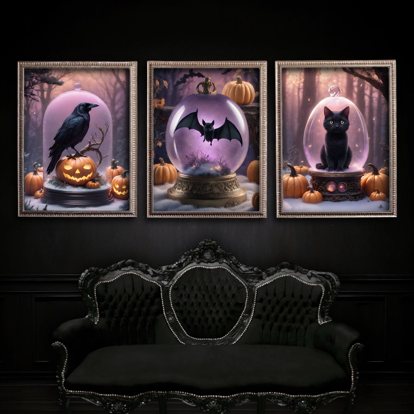 Black Cat Fine Art Print, Dark Academia, Goth Wall Decor, Gothic Gallery Wall, Witchy Halloween Decor