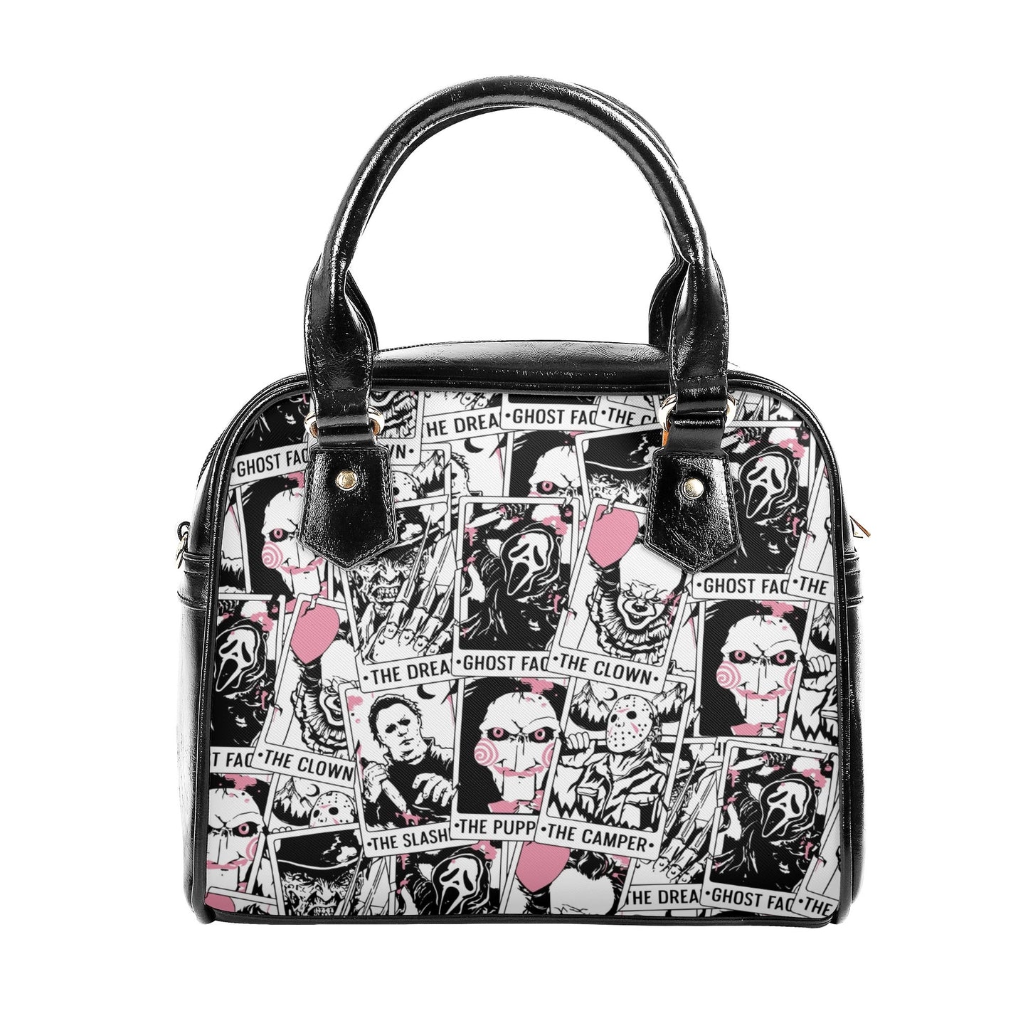 Horror Movies Vegan Leather Handbag, PINK tarot cards