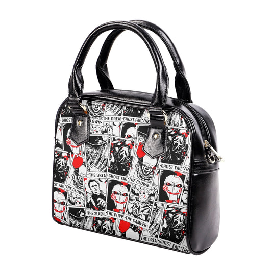 Horror Movies Vegan Leather Handbag, RED tarot cards