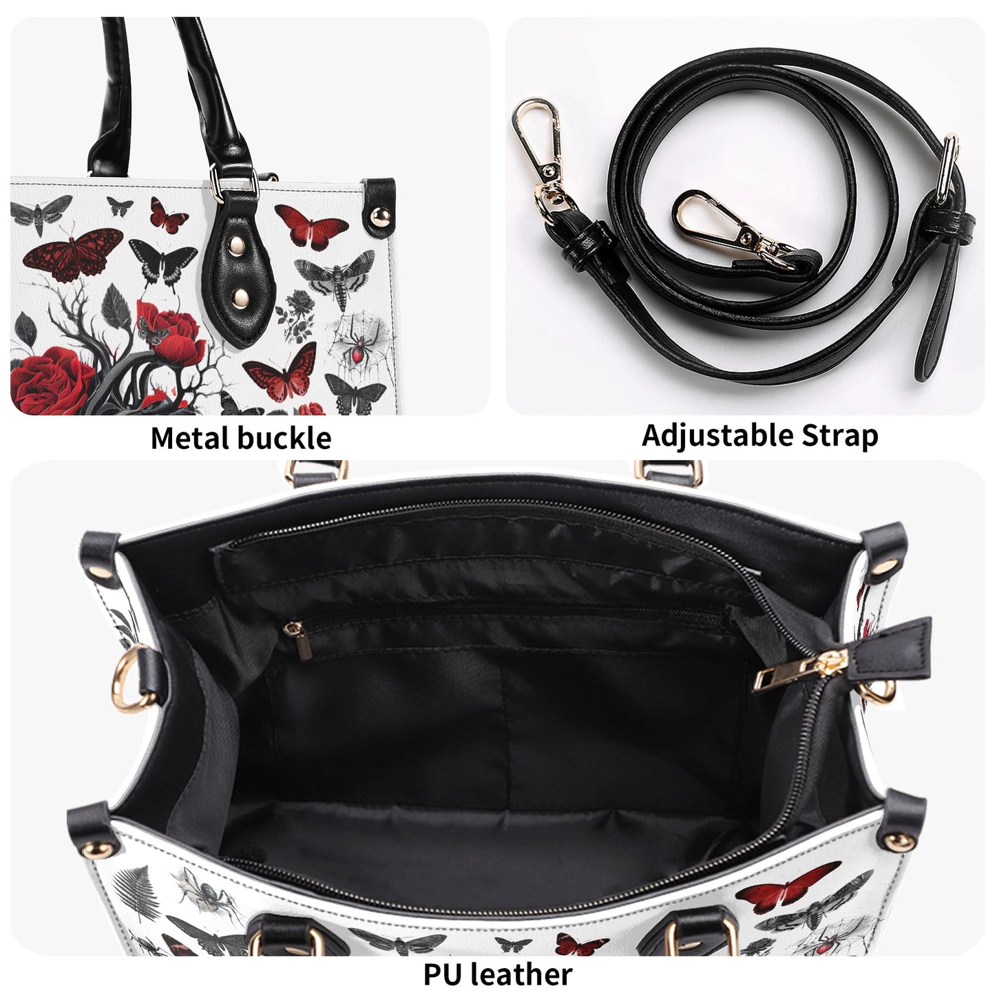 Gothic Botanical vegan leather handbag