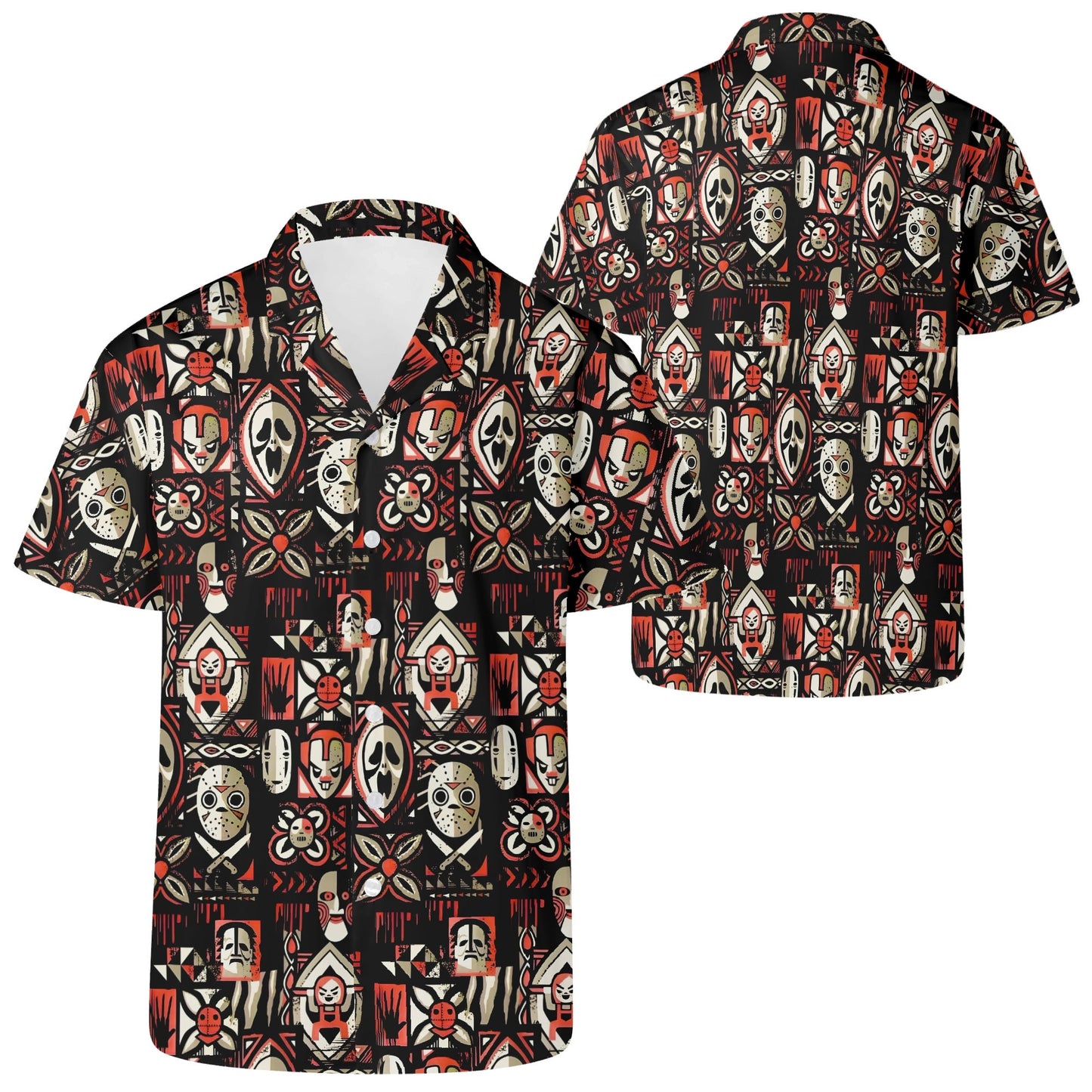 Tiki Horror Movies Mens Casual Hawaiian Shirt, up to 6XL