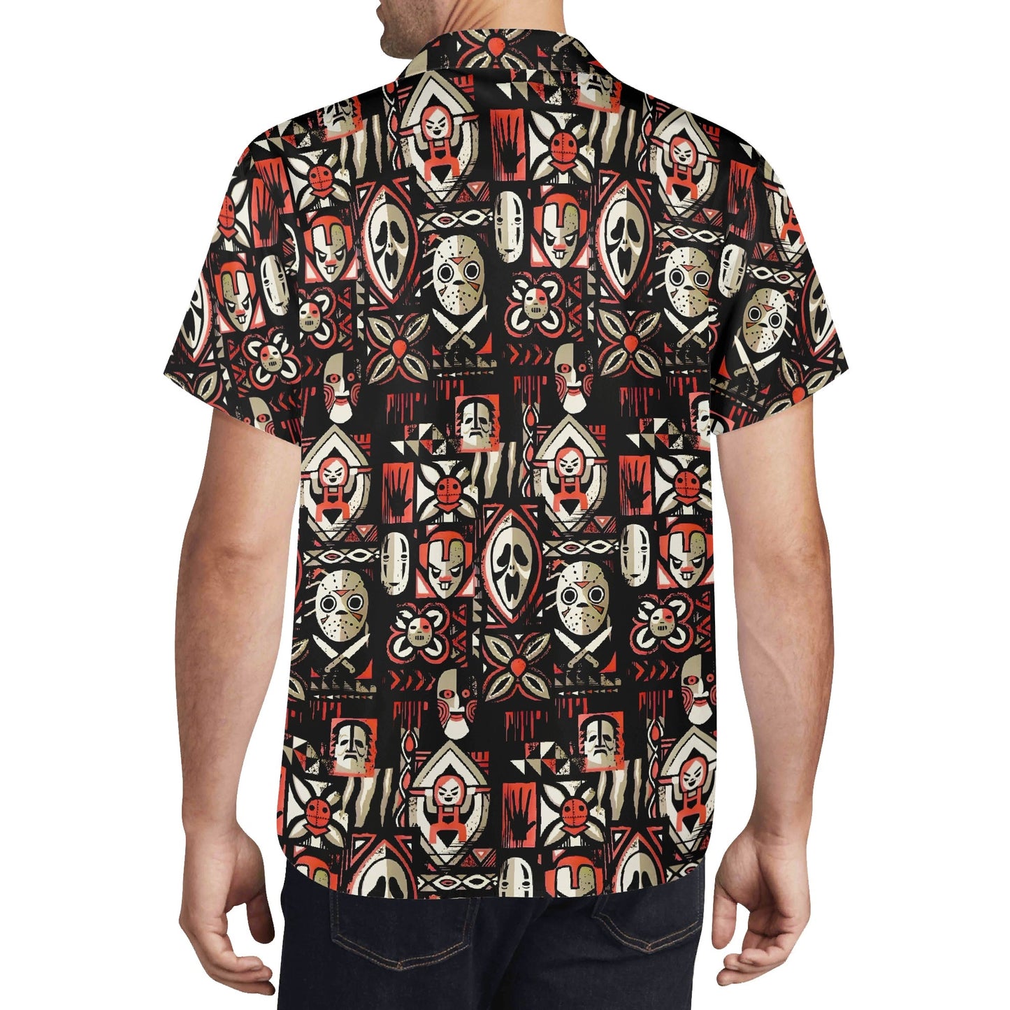 Tiki Horror Movies Mens Casual Hawaiian Shirt, up to 6XL