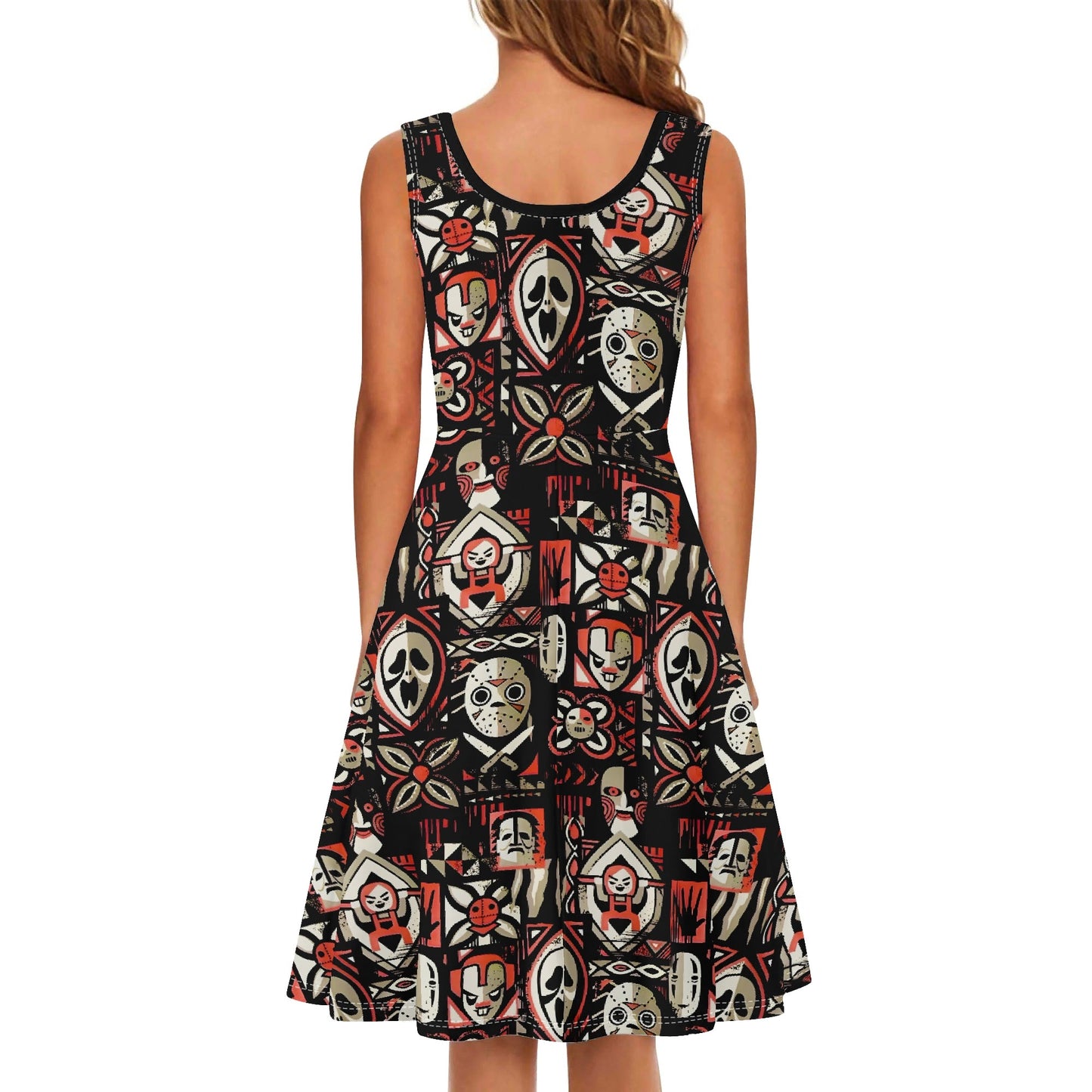 Tiki Horror Movies Womens Swing Dress, Tropical Sundress