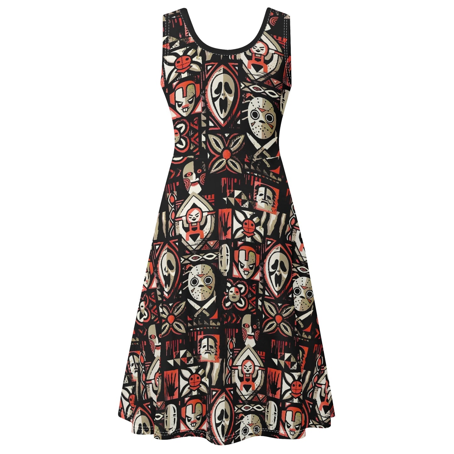 Tiki Horror Movies Womens Swing Dress, Tropical Sundress