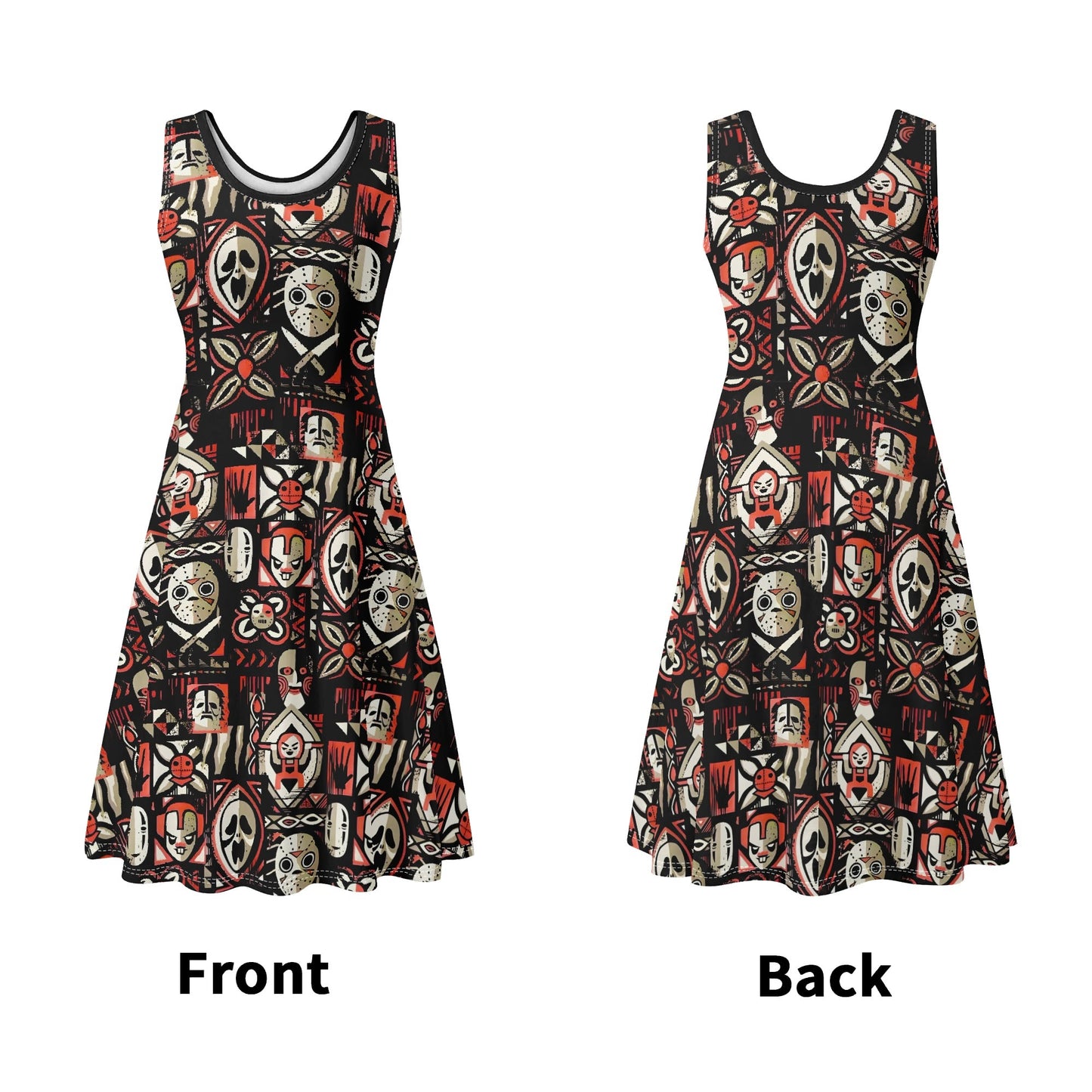Tiki Horror Movies Womens Swing Dress, Tropical Sundress