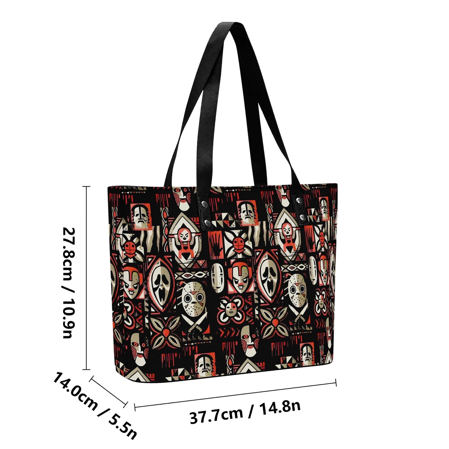 Tiki Horror Movies Vegan Leather Tote Bag