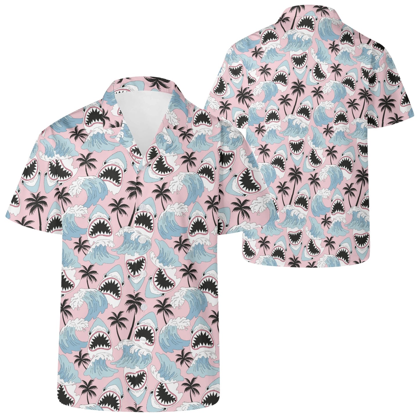 Shark Attack ! Funny Mens Casual Hawaiian Shirt, horror movie, Summerween