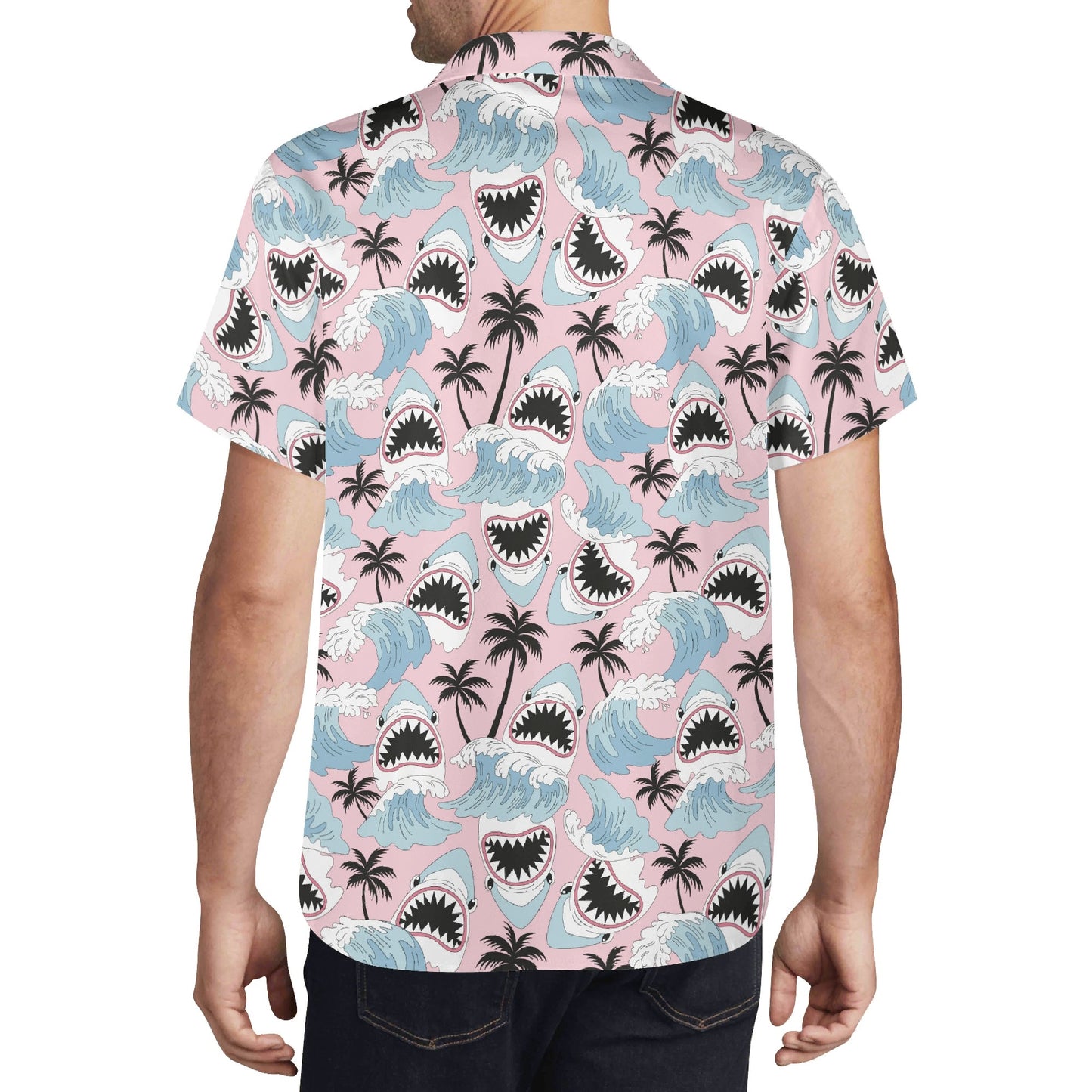 Shark Attack ! Funny Mens Casual Hawaiian Shirt, horror movie, Summerween