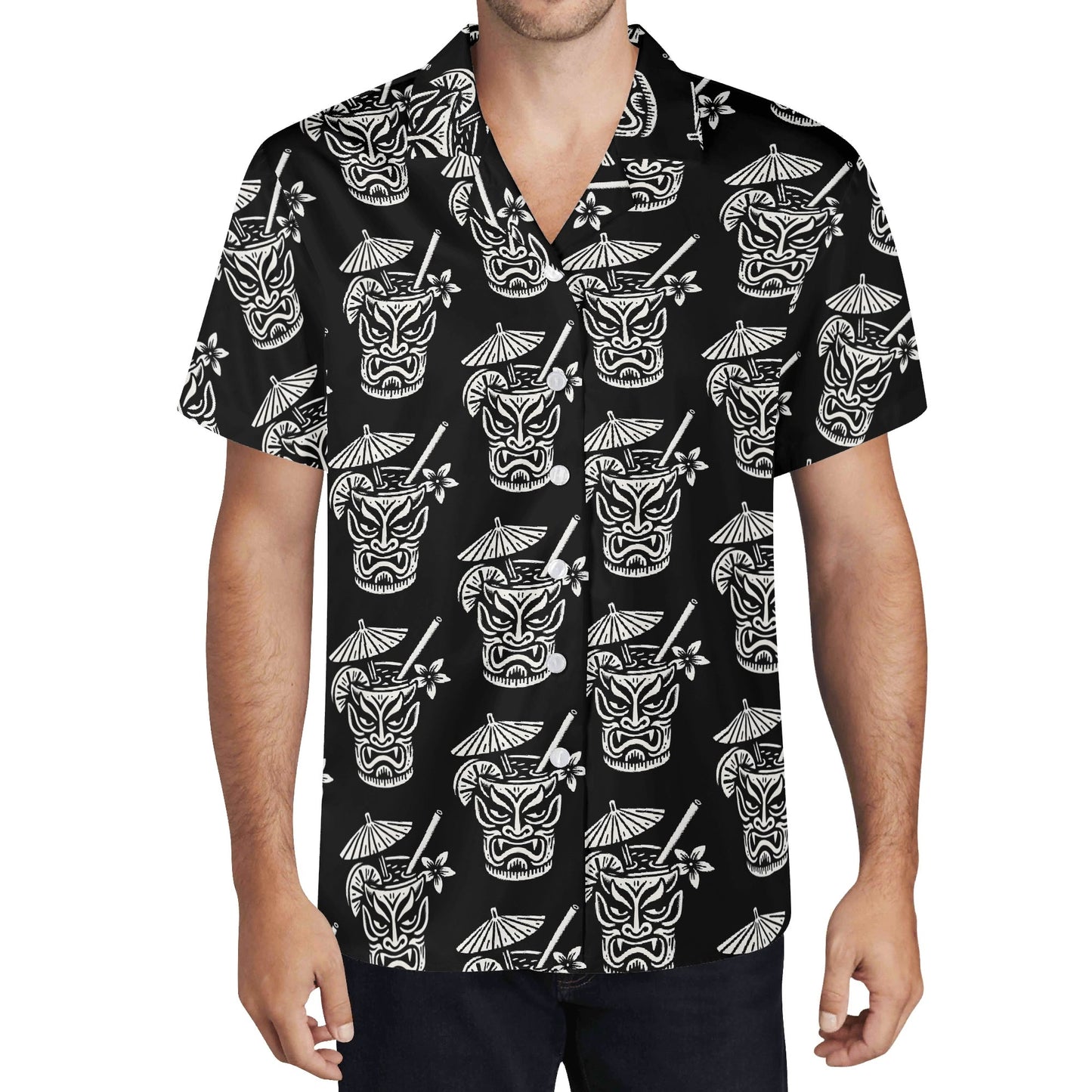 Demon Tiki Cocktail Hawaiian Shirt, Spooky Summer Shirt