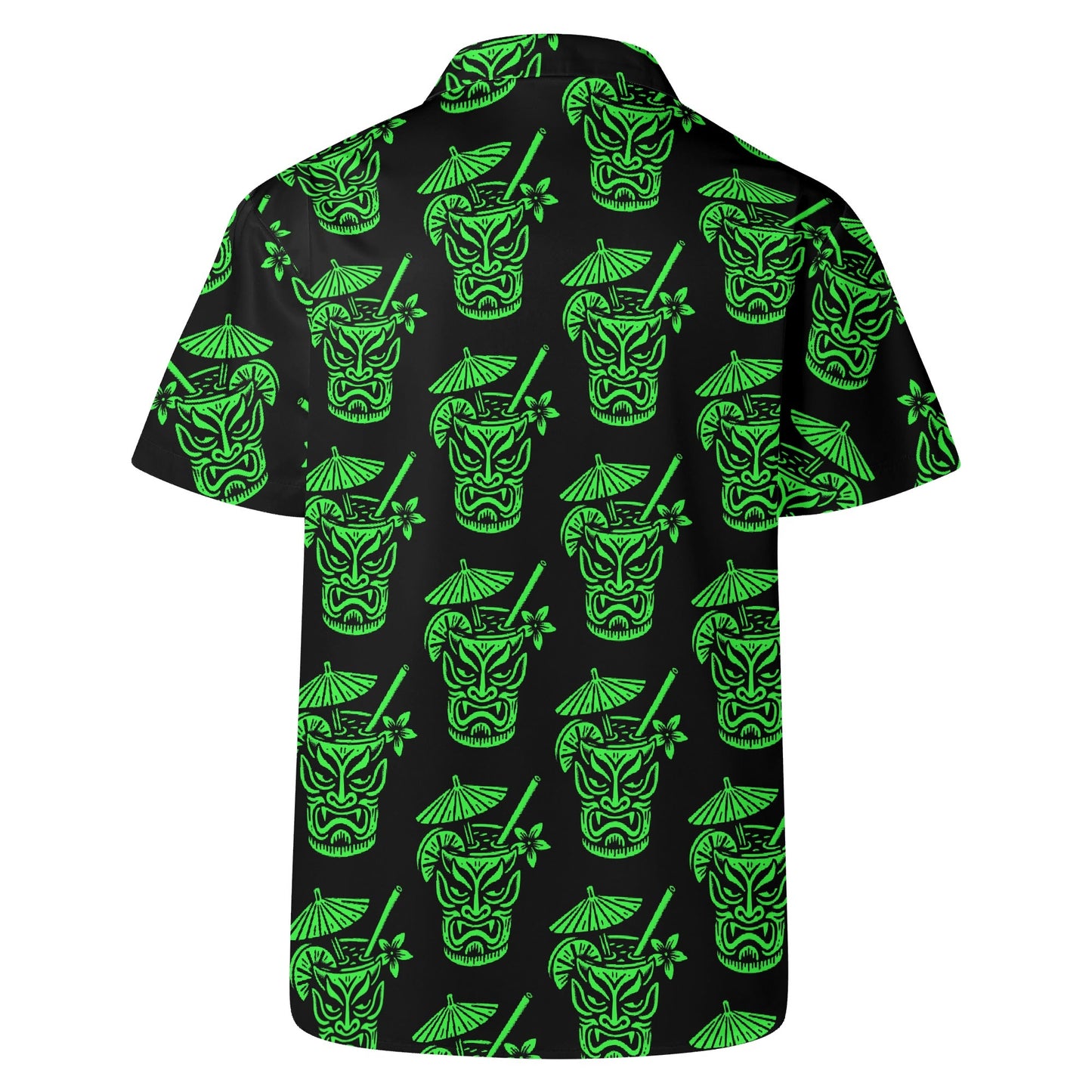 Demon Tiki Cocktail Hawaiian Shirt, Neon Green Spooky Summer Shirt