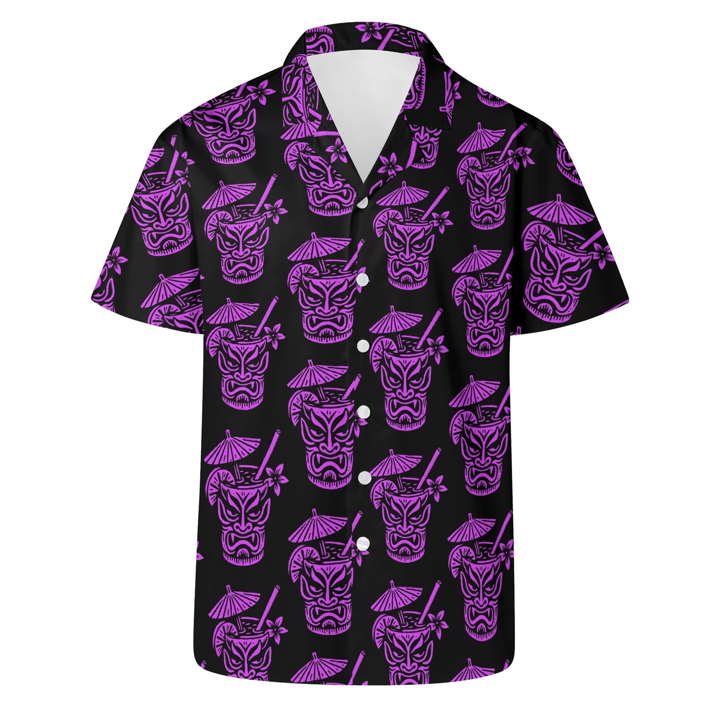 Demon Tiki Cocktail Hawaiian Shirt, Purple Spooky Summer Shirt