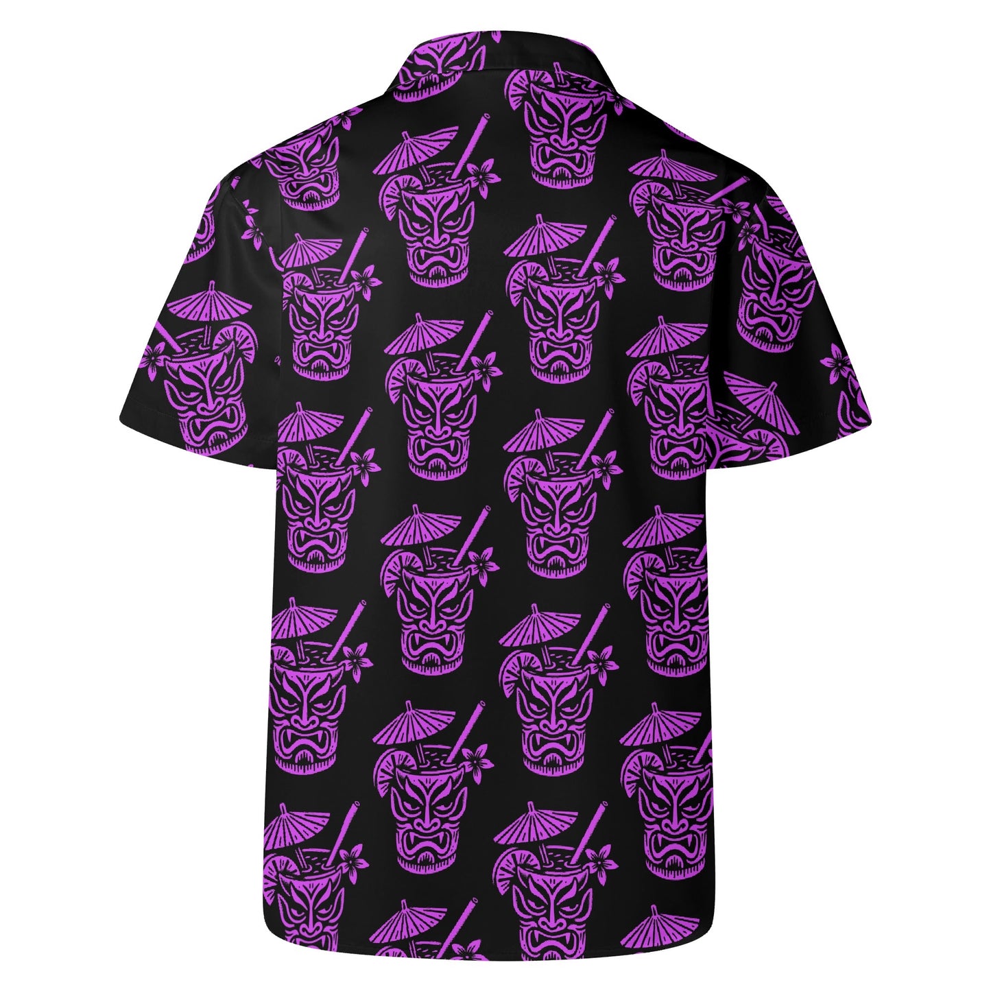 Demon Tiki Cocktail Hawaiian Shirt, Purple Spooky Summer Shirt