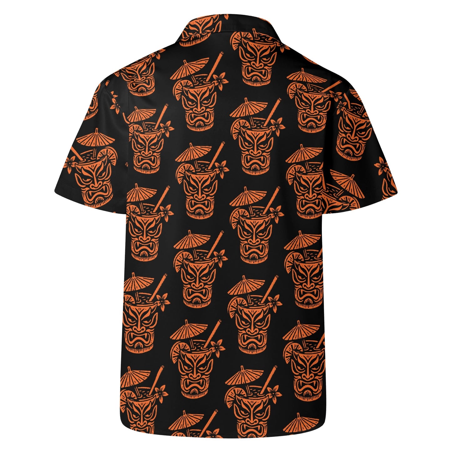Demon Tiki Cocktail Hawaiian Shirt, Pumpkin Orange Spooky Summer Shirt