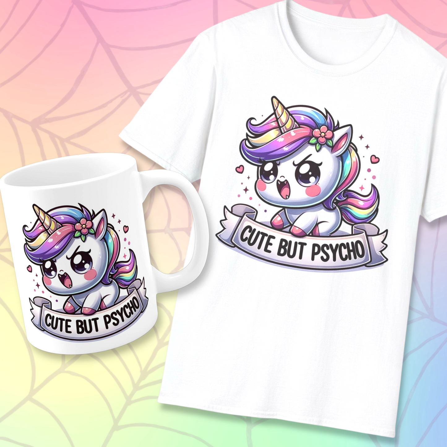 Cute but Psycho Mug, kawaii unicorn, pastel goth