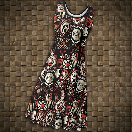 Tiki Horror Movies Womens Swing Dress, Tropical Sundress