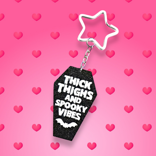 Thick Thighs keychain, Body positive, Halloween spooky