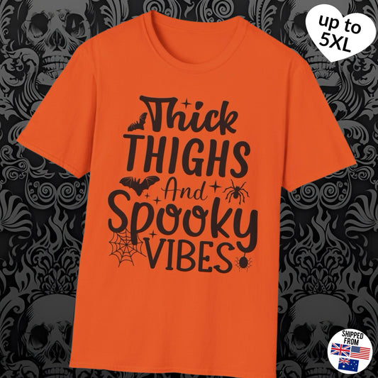 Thick Thighs and Spooky Vibes T-Shirt, up to 5XL