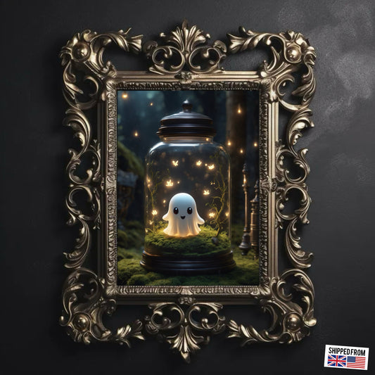 Cute Ghost Fine Art Print, Dark Academia, Goth Wall Decor, Gothic Gallery Wall, Halloween Decor