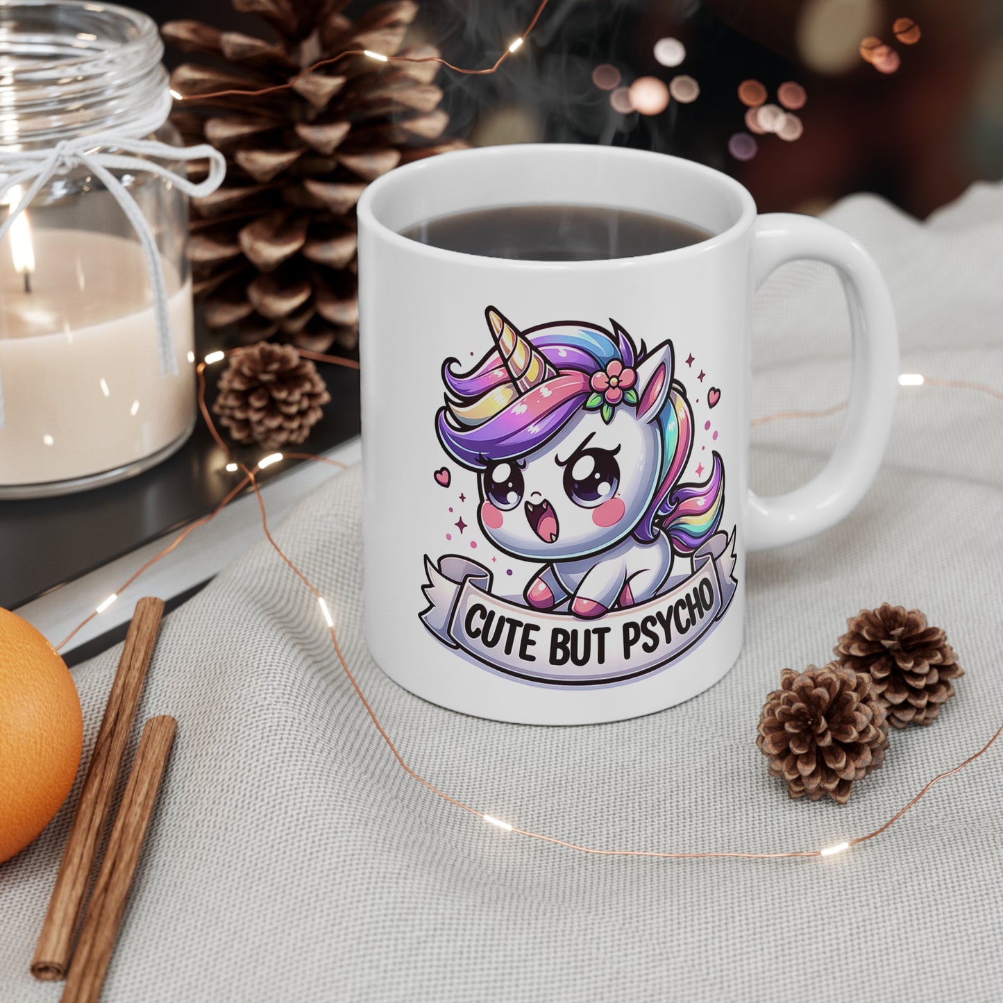 Cute but Psycho Mug, kawaii unicorn, pastel goth
