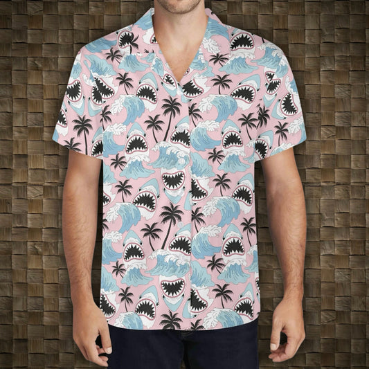 Shark Attack funny Hawaiian men's shirt