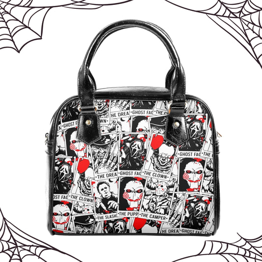 Horror Movies Vegan Leather Handbag, RED tarot cards