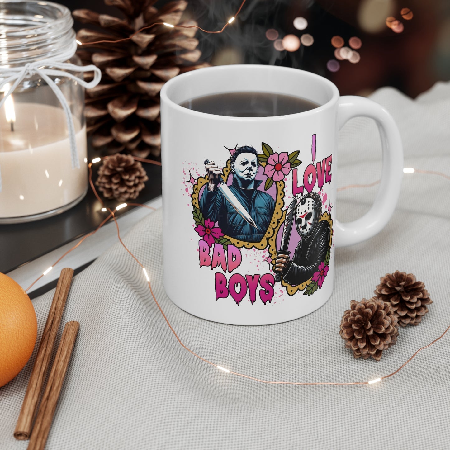 I love Bad Boys Mug, Halloween, Horror movies