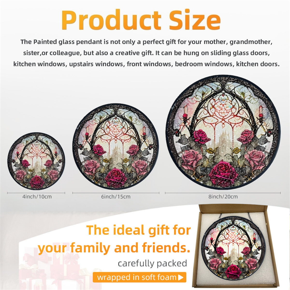 Gothic window, glass handcrafted suncatcher