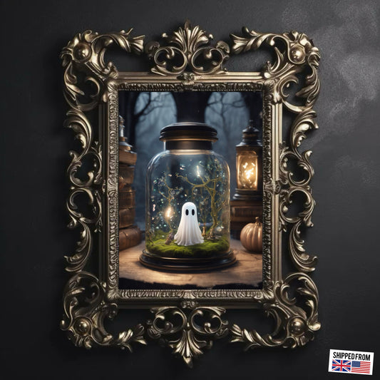 Cute Ghost Fine Art Print, Dark Academia, Goth Wall Decor, Gothic Gallery Wall, Halloween Decor