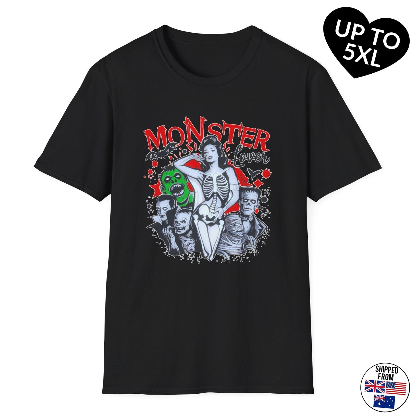 Monster Lover Softstyle T-Shirt, up to 5XL, Horror Movies, Halloween