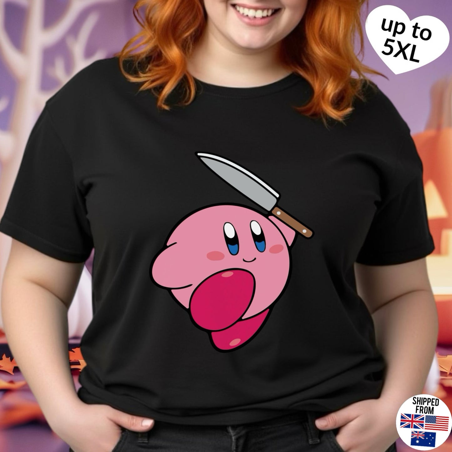 Kirby with knife T-shirt, up to 5XL