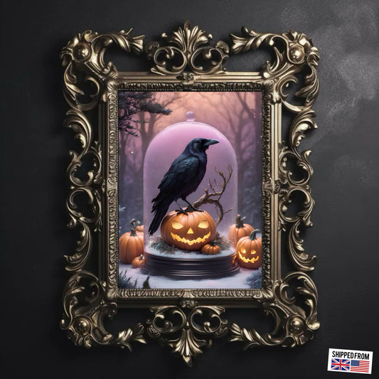 Fine Art Print of a Raven. Dark Academia, Goth Wall Decor, Gothic Gallery Wall, Halloween Decor