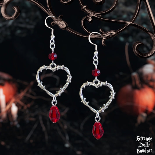 Gothic earrings, barbed wire earrings, Strange Dollz Boudoir