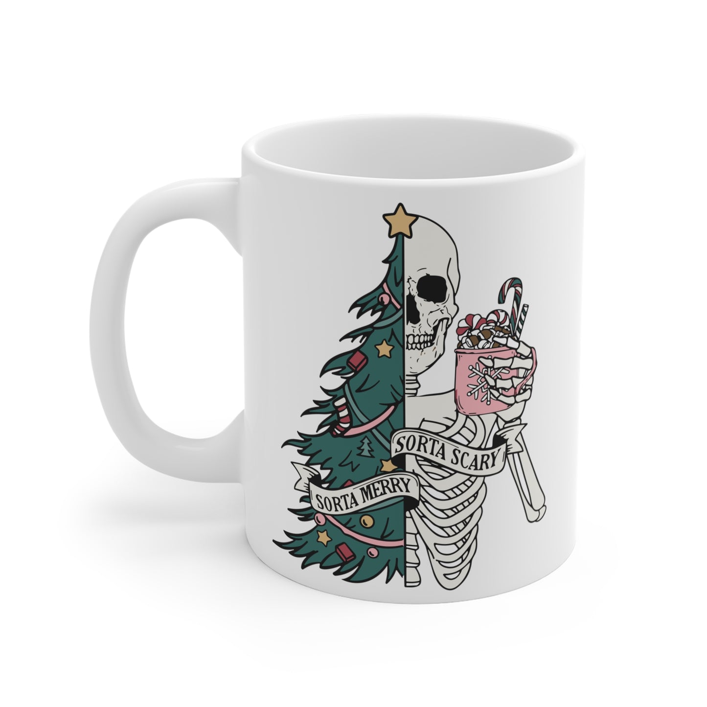 Sorta Merry Sorta Scary Christmas Mug, pastel goth