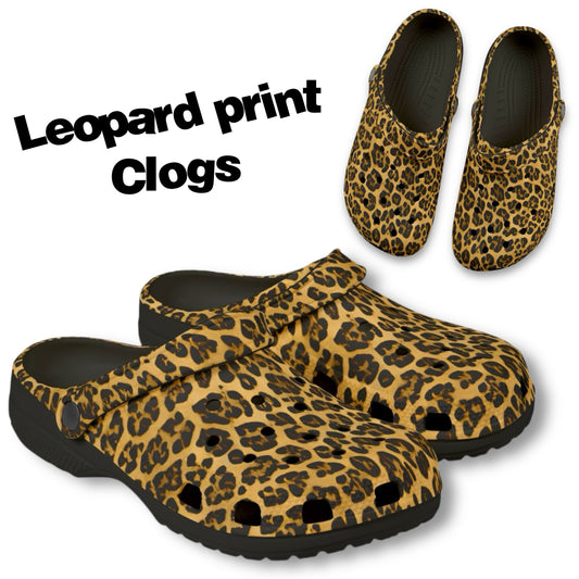 Leopard print clogs