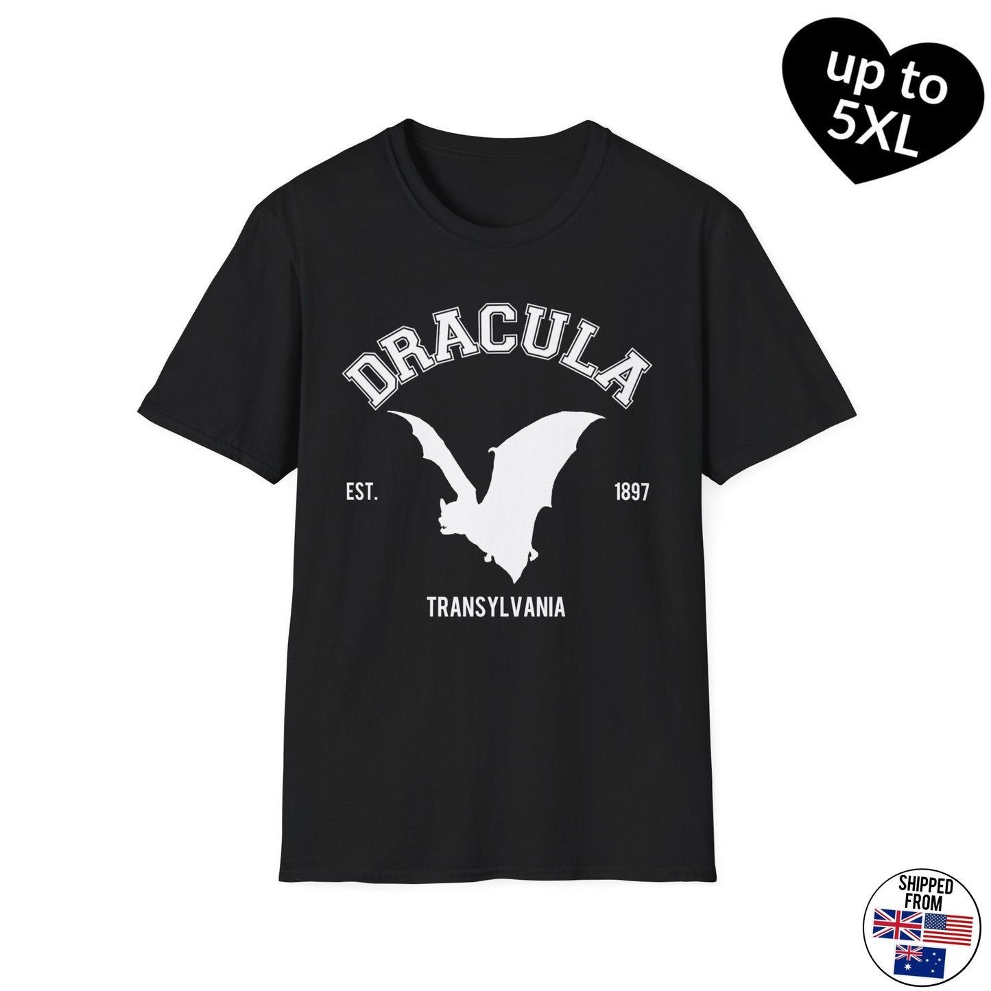 Dracula College T-shirt, up to 5XL, vampire, horror movies