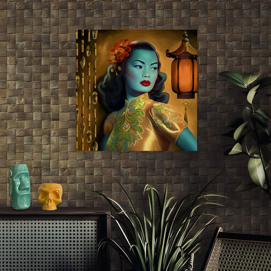 Exotica Blue Lady Premium Matte Paper Poster, Tiki Room Wall Art