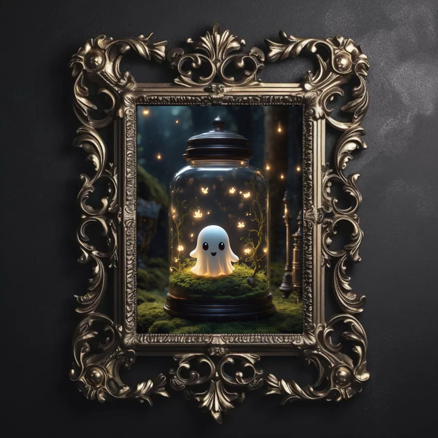 Cute Ghost Fine Art Print, Dark Academia, Goth Wall Decor, Gothic Gallery Wall, Halloween Decor