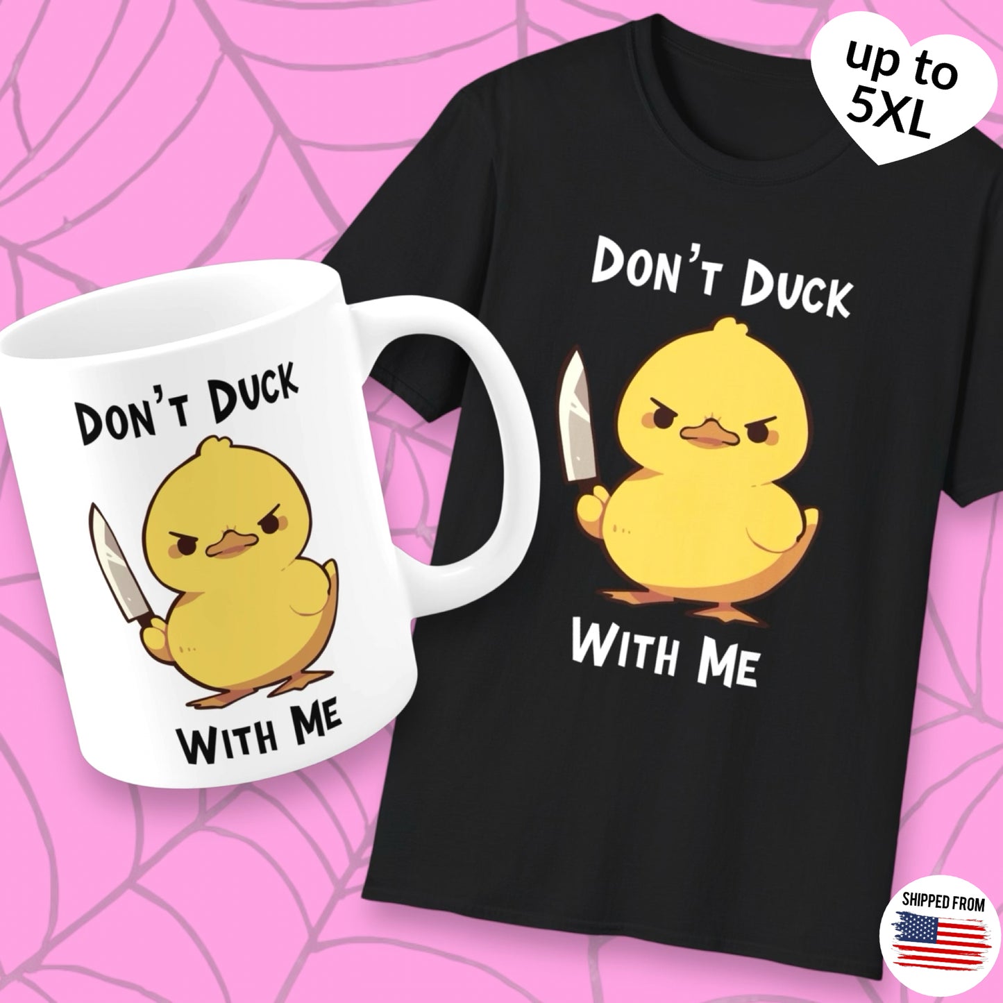 Don’t Duck with Me Mug, cute duck with knife