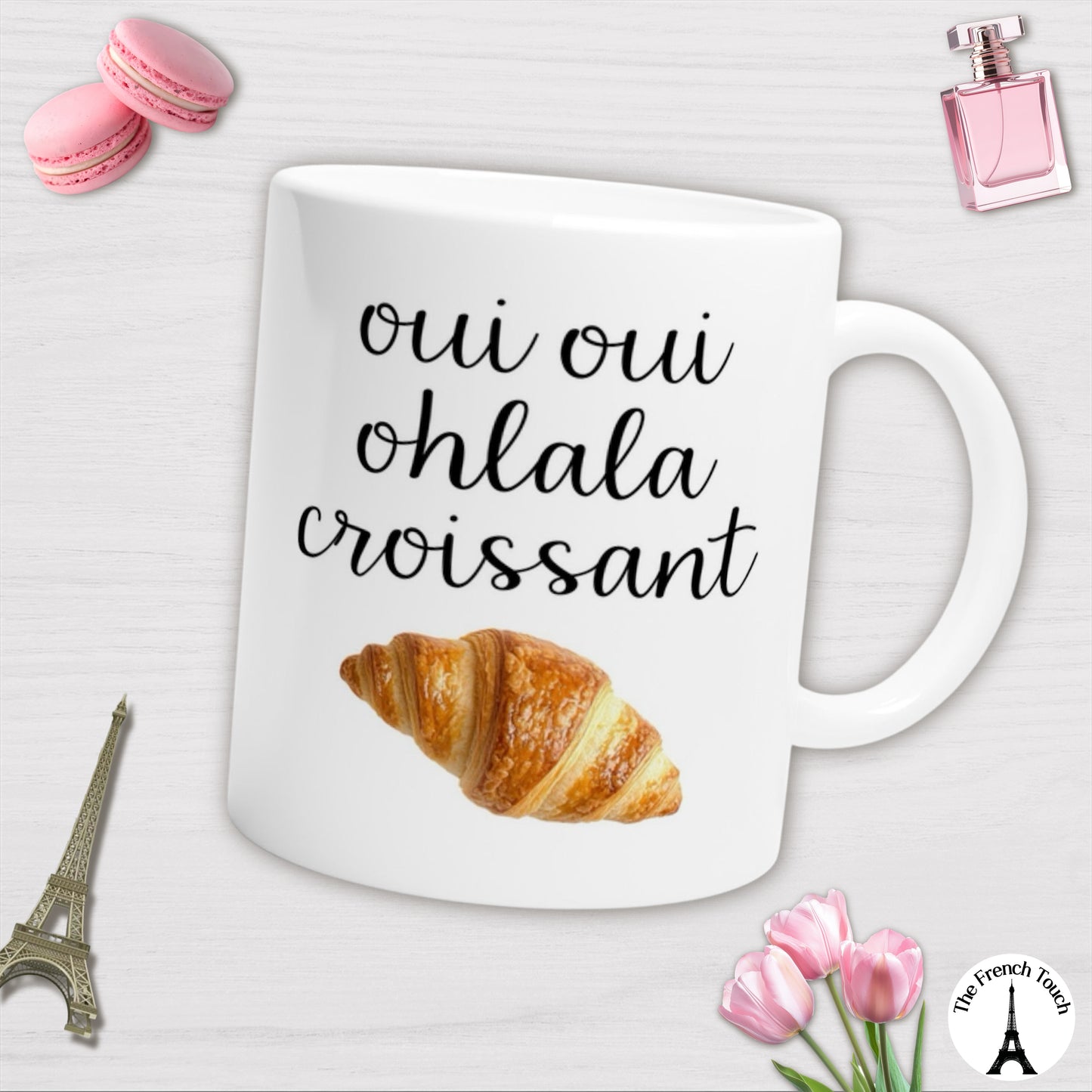 Oui oui ohlala croissant White Ceramic Mug, French humour