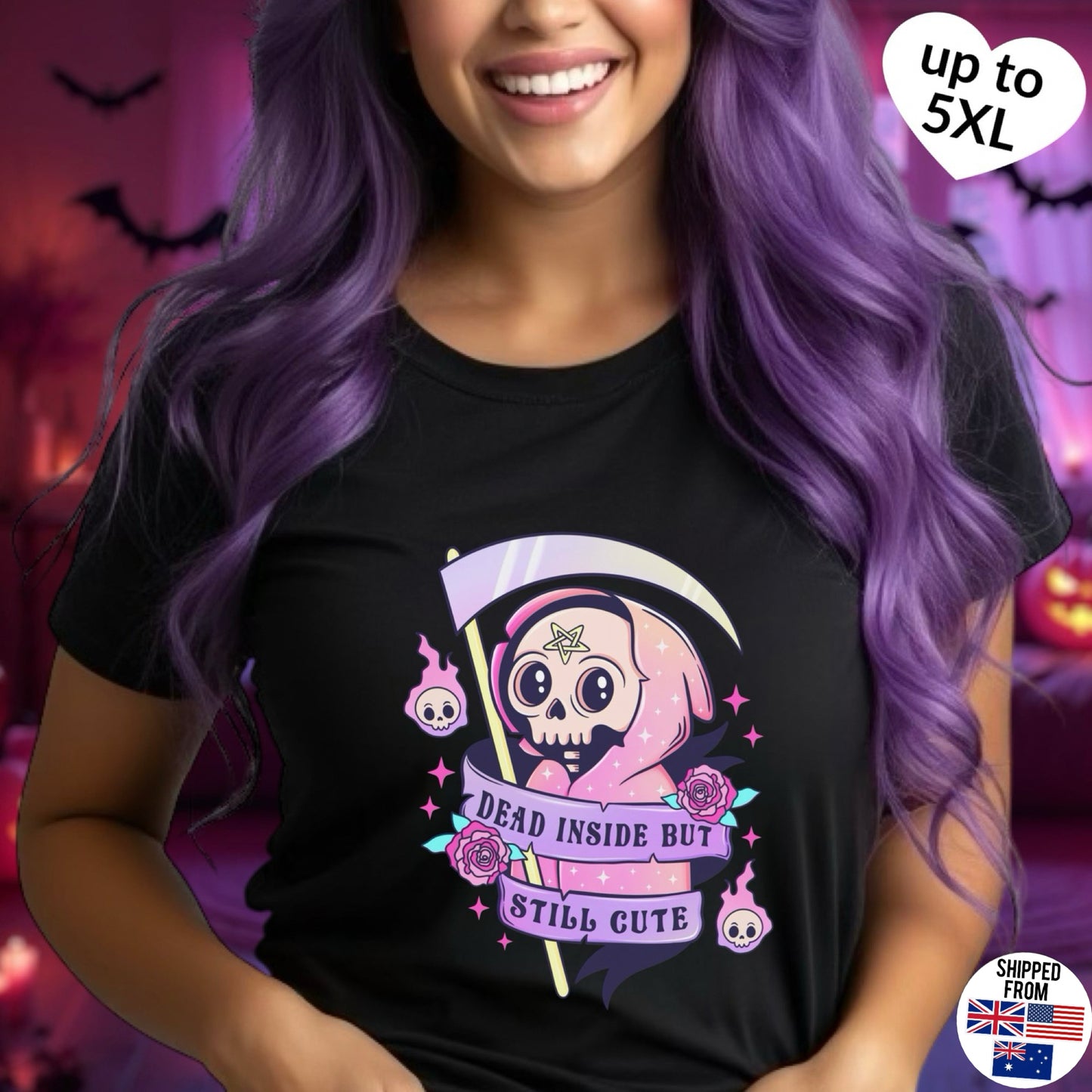 Dead inside but still cute, Softstyle T-Shirt, Halloween, kawaii, up to 5XL