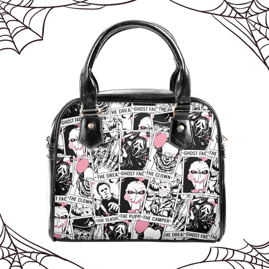 Horror Movies Vegan Leather Handbag, PINK tarot cards