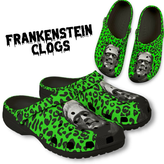 Frankenstein Leopard Clogs