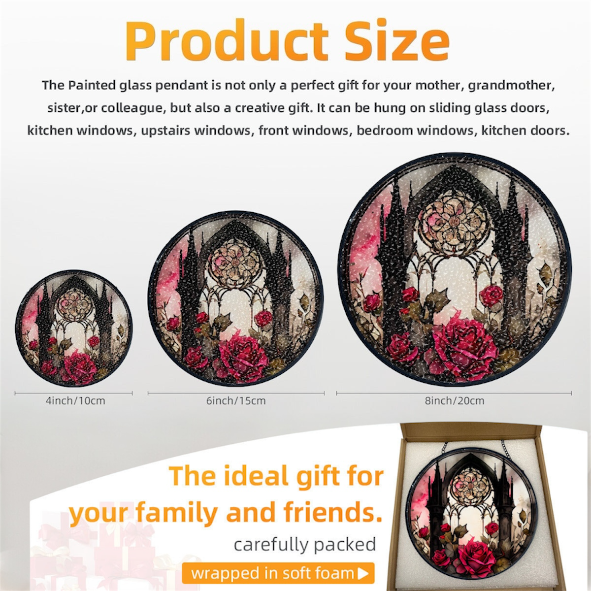 Gothic window, glass handcrafted suncatcher