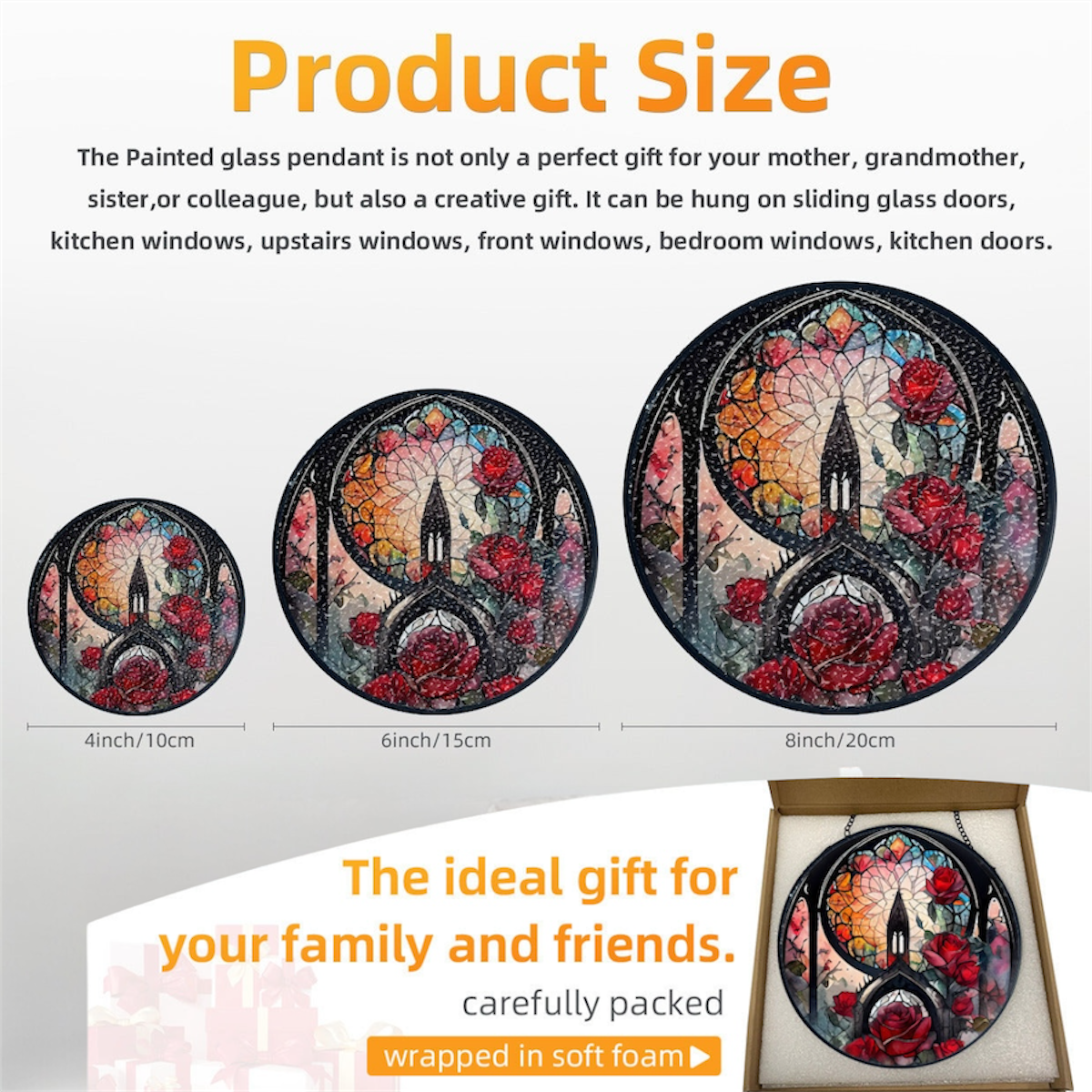 Gothic window, glass handcrafted suncatcher