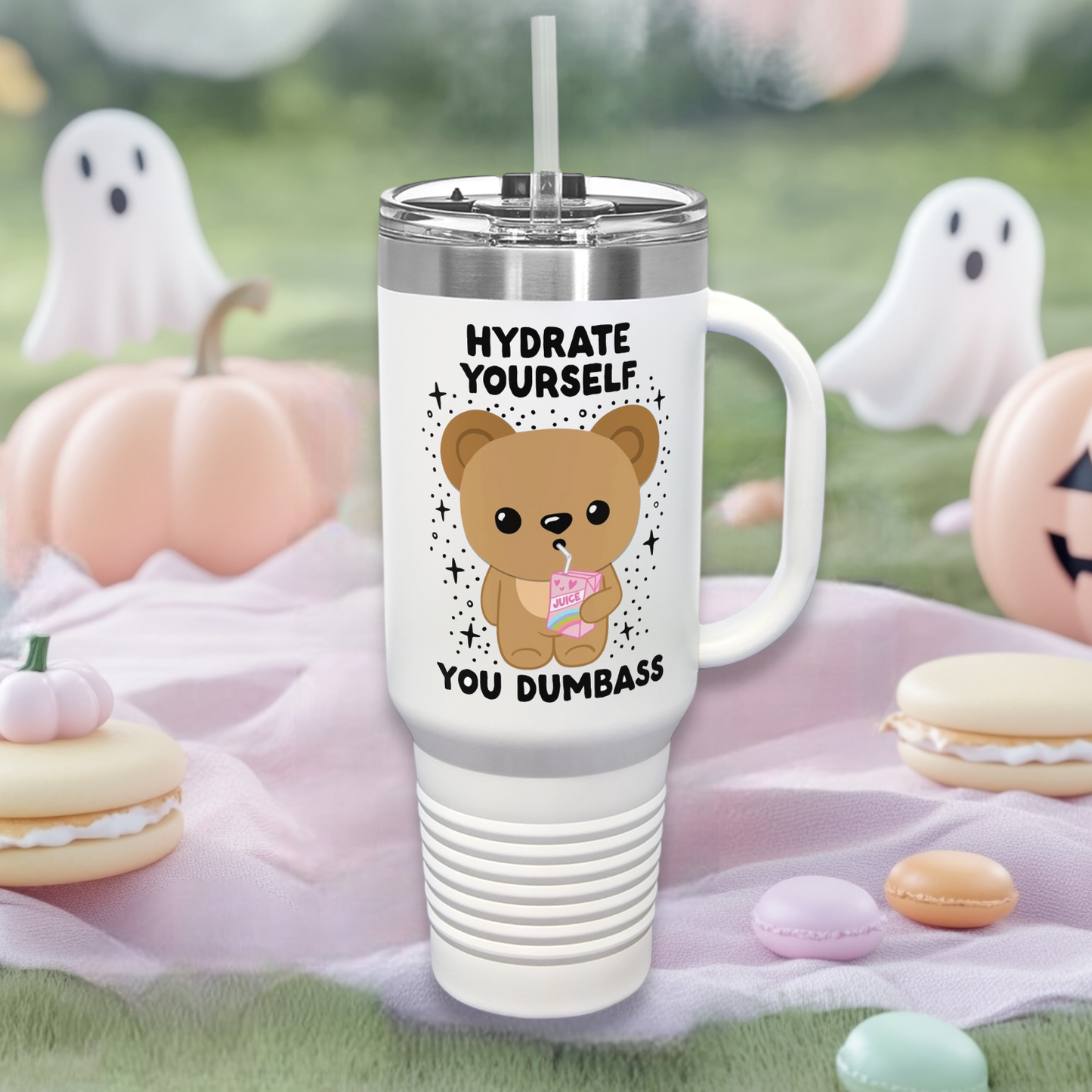 Hydrate Yourself You Dumb*ss, Large Insulated Travel Mug, 40oz, kawaii, cute - shipping to USA only